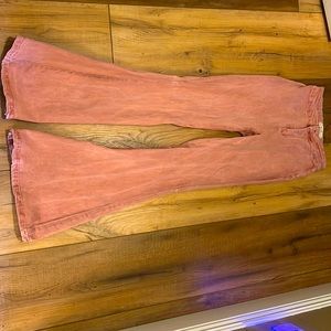 Women’s high rise flare jeans; pink; size 25; bought from Dillards